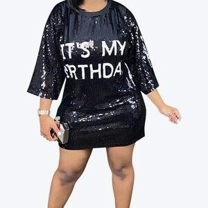 "It's my birthday" mini dress NWOT size Large
